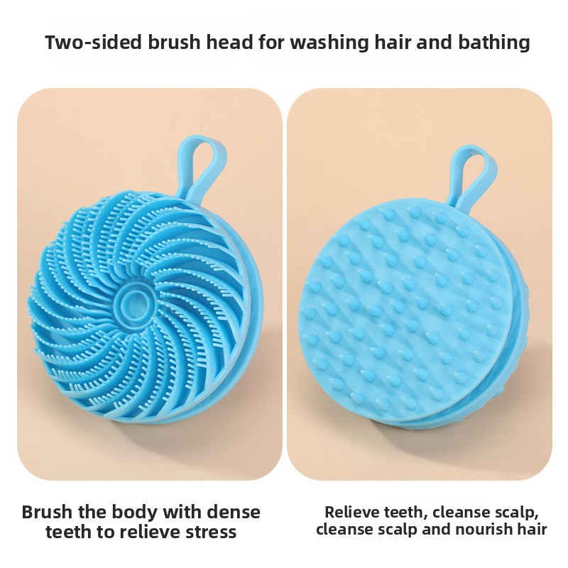 Painless Bath Artifact, Silicone Double Sided Bath Brush, Two In One Shampoo and Massage Brush
