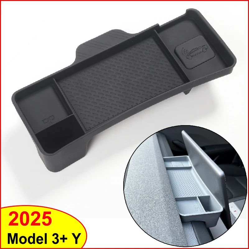 Tesla Dashboard Storage Tray for Model Y Juniper 2025 & Model 3 Highland – Silicone Center Console Organizer