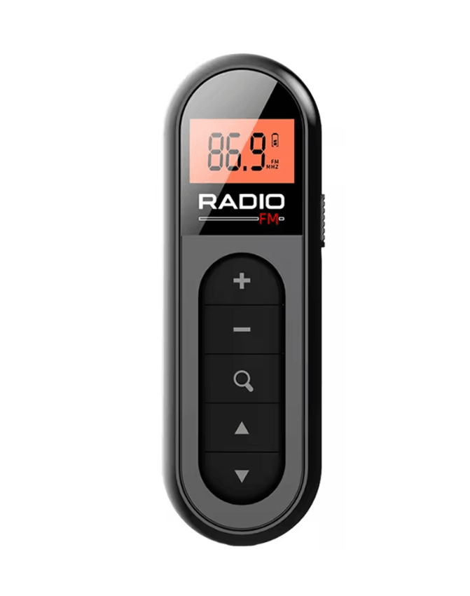 Mini Pocket Clip FM Radio with LCD Backlight Display and 3.5mm Headphone Jack