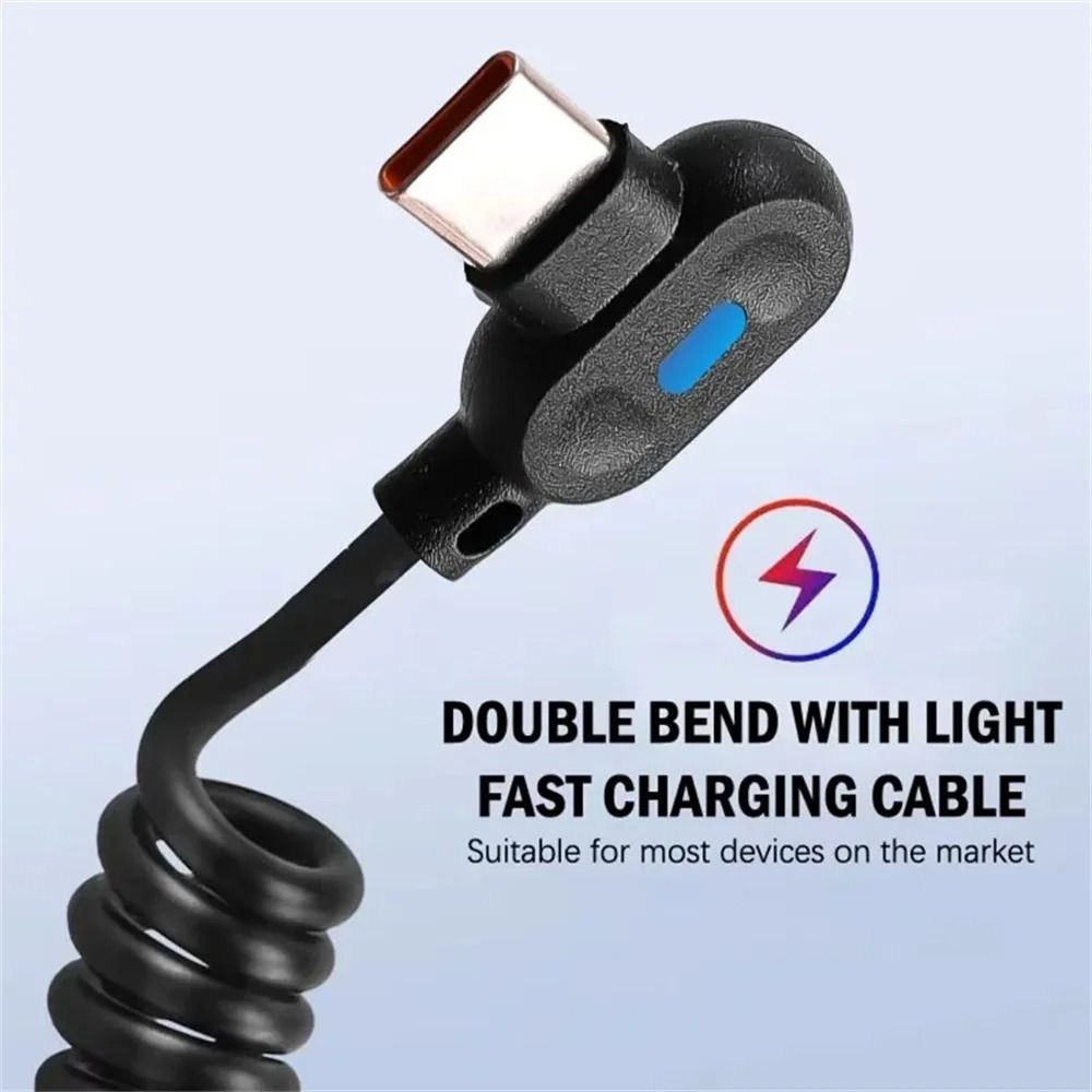 High-Speed 6A Retractable Spring USB-C Fast Charging Cable