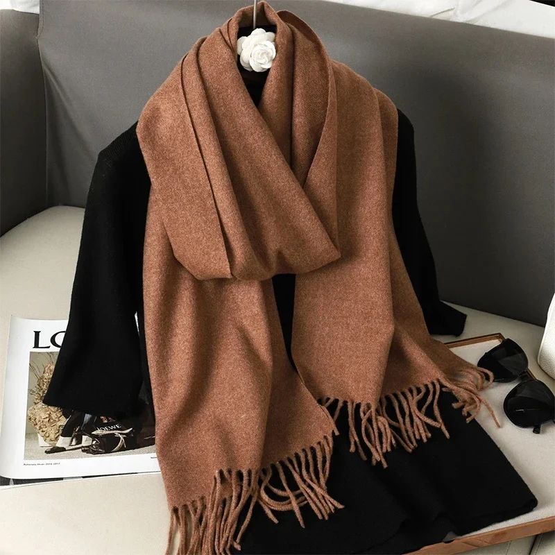 Luxe Winter Cashmere-Feel Women's Scarf Shawl with Tassels