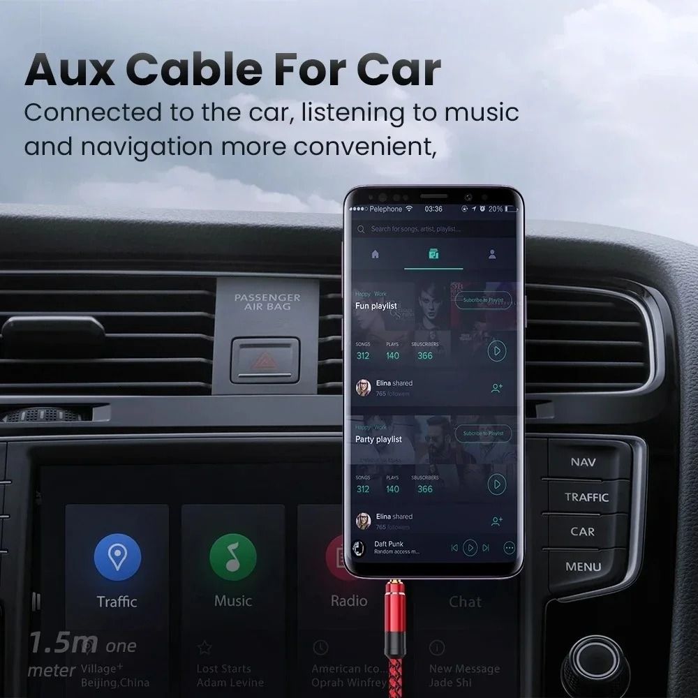 Universal 3.5mm Male-to-Male Auxiliary Audio Cable