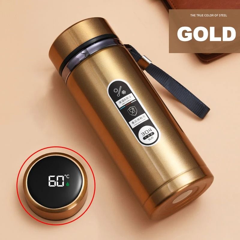 Stainless Steel Thermos Bottle with LED Temperature Display Insulated Water Bottle Vacuum Flask 500ml and 1L