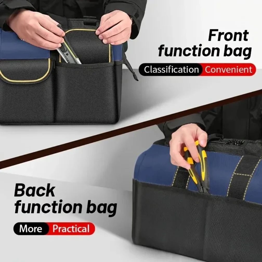 13/20in Heavy Duty Tool Bag 1680D Oxford Cloth Waterproof Wear-Resistant High Capacity Electrician & Woodworking Tote