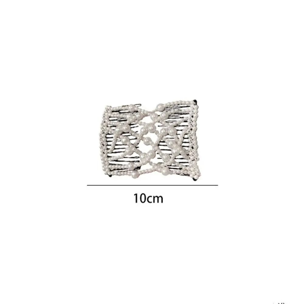 Elegant Pearl Elastic Magic Hair Comb and Butterfly Fancy Clip