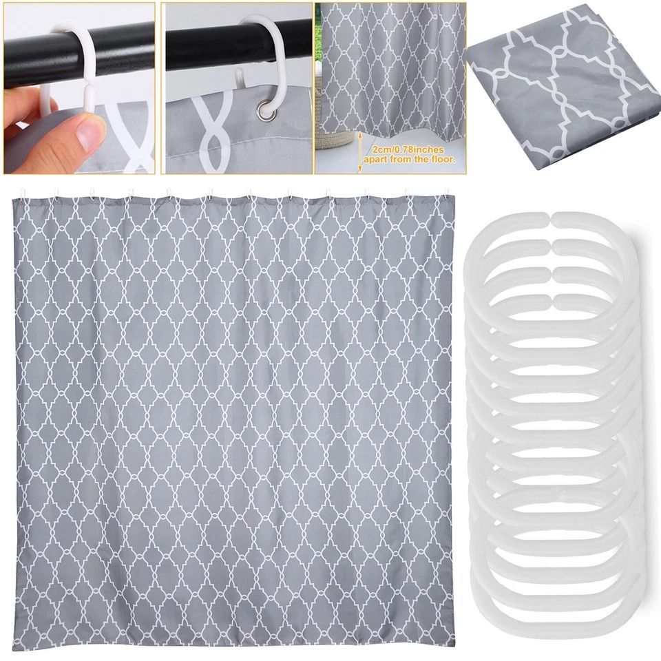 Polyester Shower Curtain, Waterproof Bathroom Drapes, Mildew-Resistant with Eco-Friendly Material