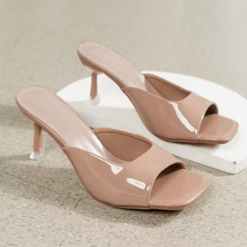 2025 Square Toe Open Toe Black High Heel Sandals for Women