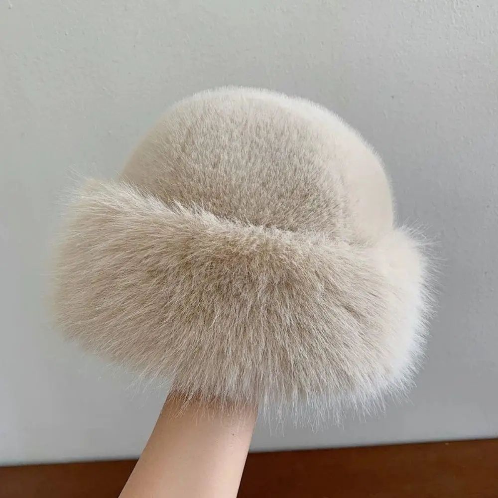 Womens Fluffy Faux Fur Winter Bomber Hat