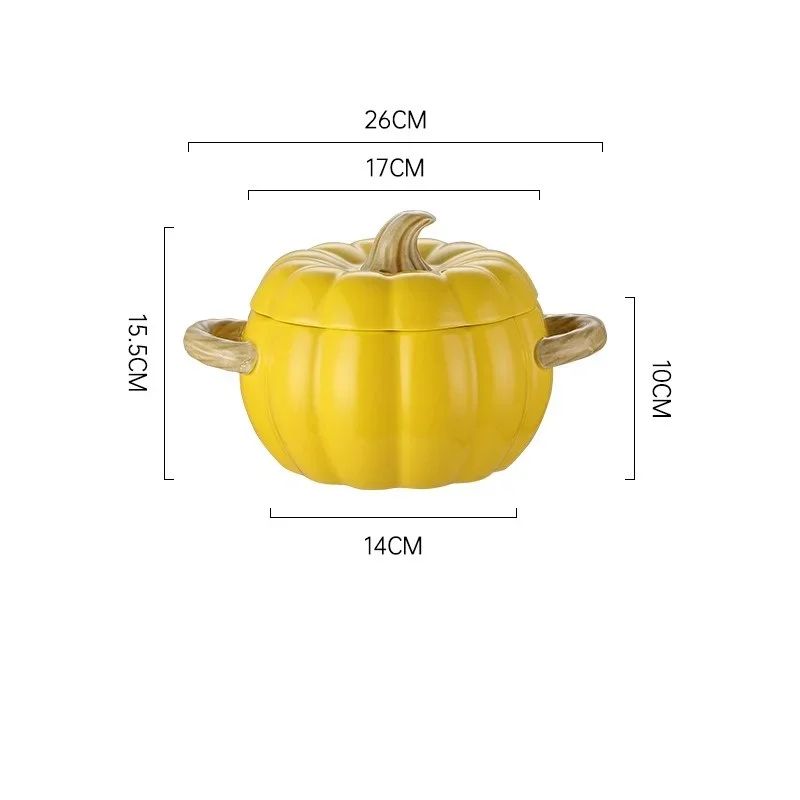Ceramic Pumpkin Soup Pot with Lid – Creative Halloween Soup & Noodle Bowl