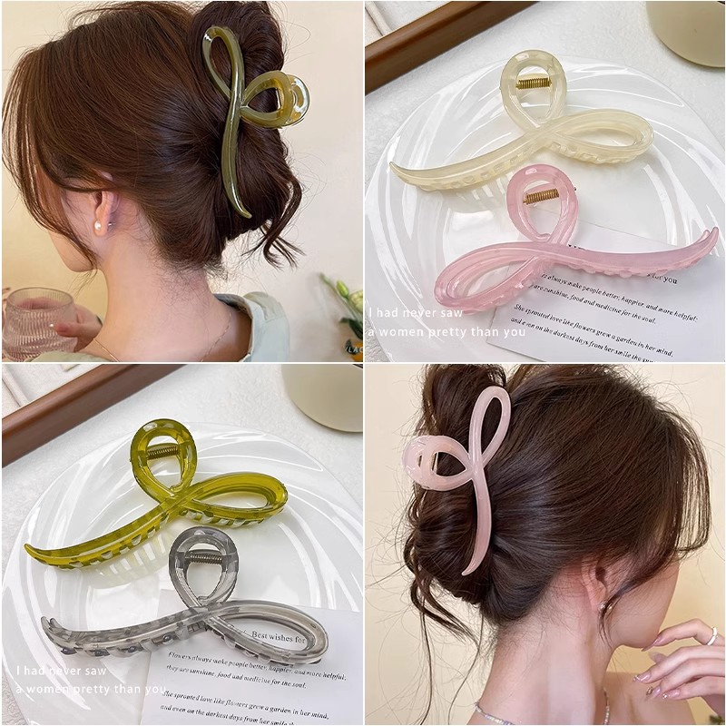 Elegant Jelly Color Bow Hair Claw  Fashionable Hair Clip for Women and Girls  Sweet Bow Hairpin Accessory