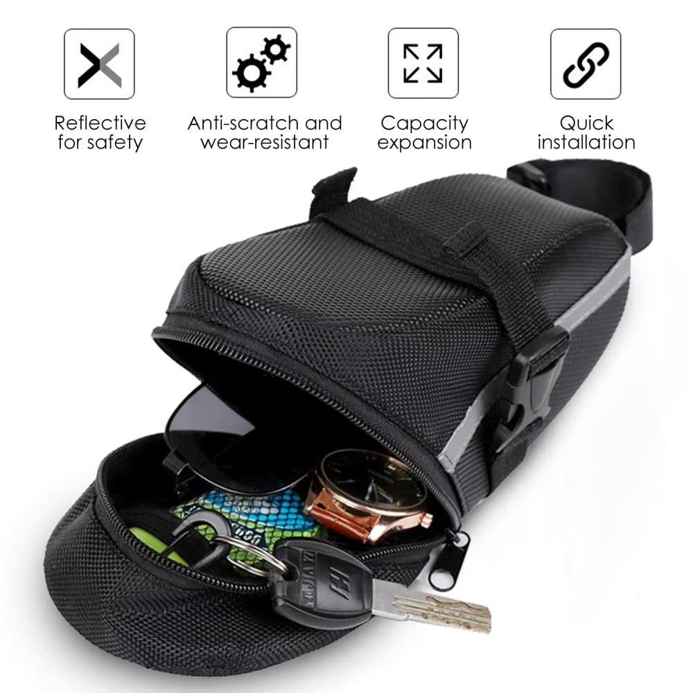 DOMEN Waterproof Bicycle Saddle Bag Reflective Rear Tail Bag for MTB Road Commuting