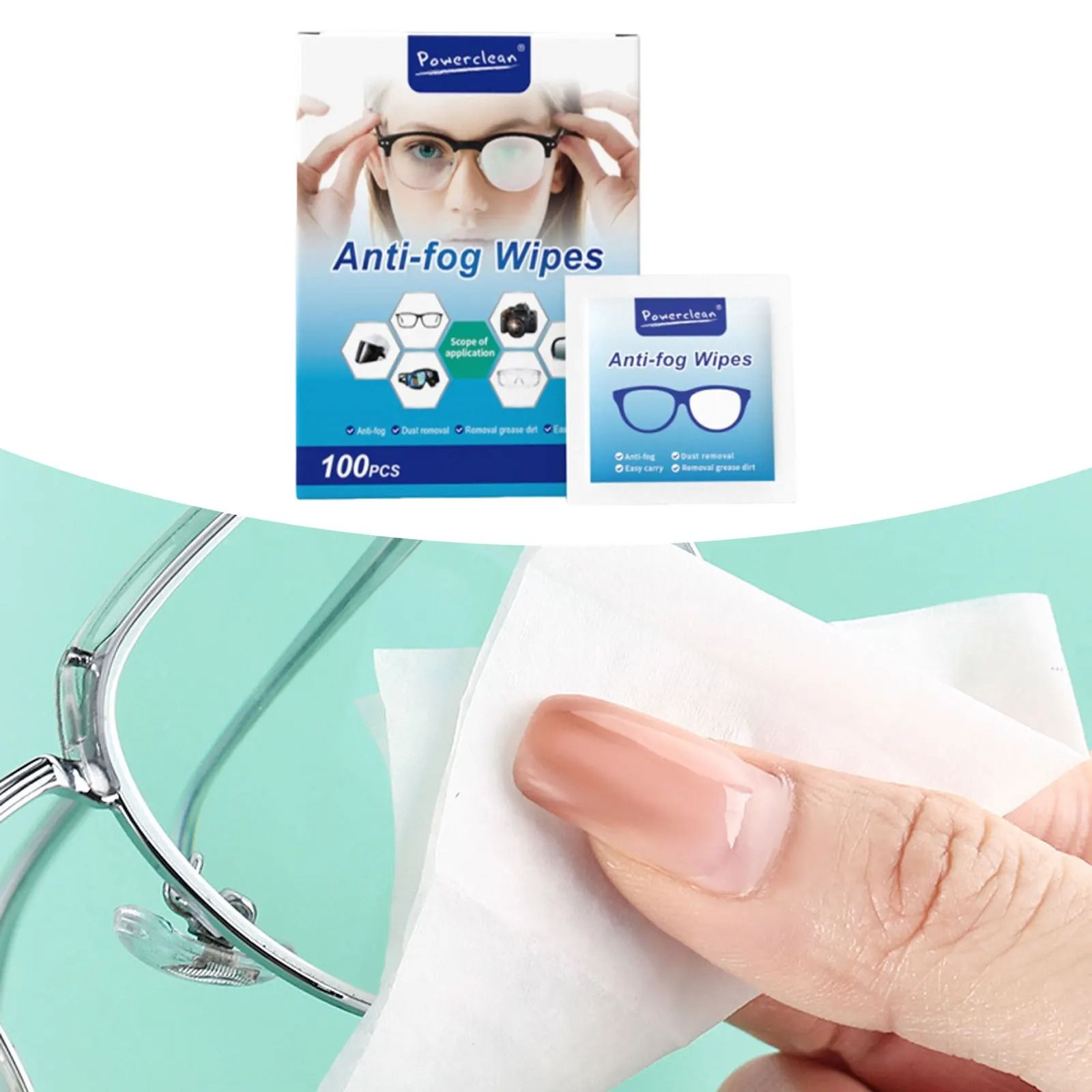 Anti Fog Eyeglasses Lens Wipes 100 Count Cleaning Tissues for Clear Vision