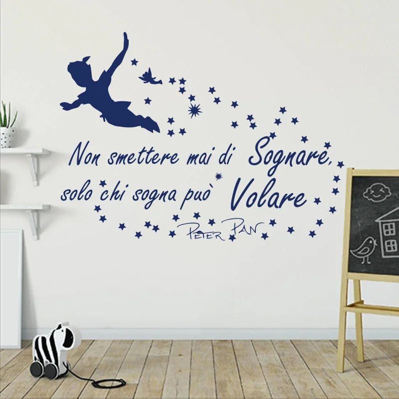 Peter Pan Wall Sticker Dream Quote Nursery Wall Decal for Kids Room
