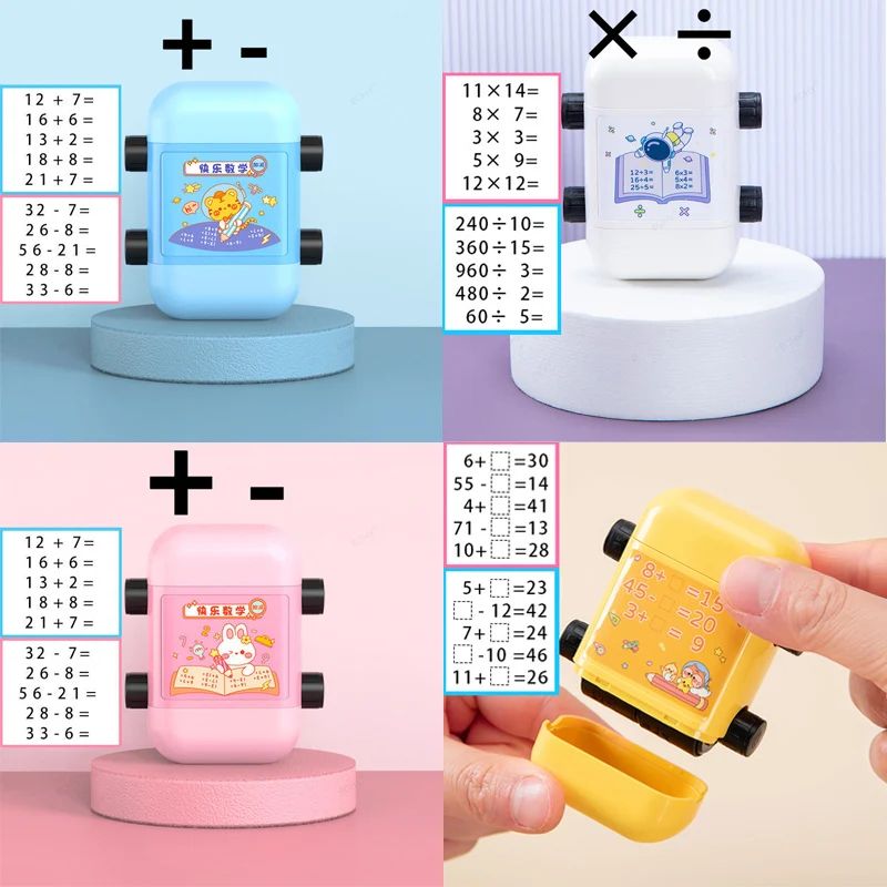 2-in-1 Math Roller Stamp Within 100 – Refillable Fill-in-the-Blank Practice Tool