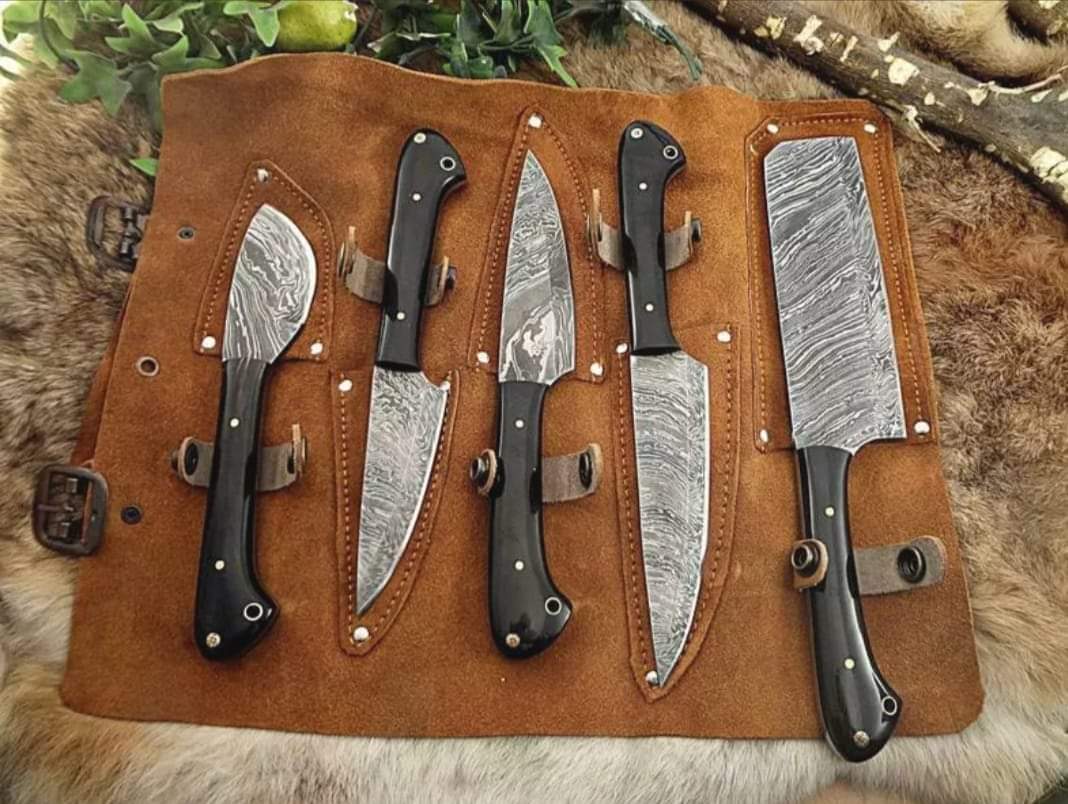 5-Piece Damascus Chef Set – Custom Handmade Knives | Personalized Gift for Mother