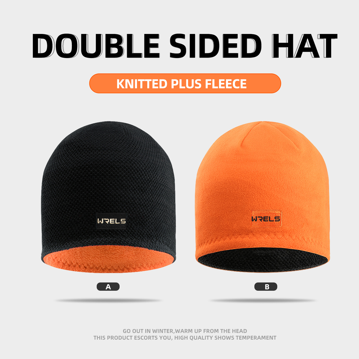 WRELS Double-Sided Knitted Pullover Beanie Hat – Warm, Thickened, Windproof & Sun-Proof Elastic Cycling & Ski Cap