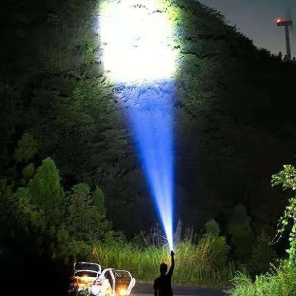 High Power LED Flashlight Rechargeable Camping Torch with 4 Lamp Beads & COB Side Light 4 Lighting Modes