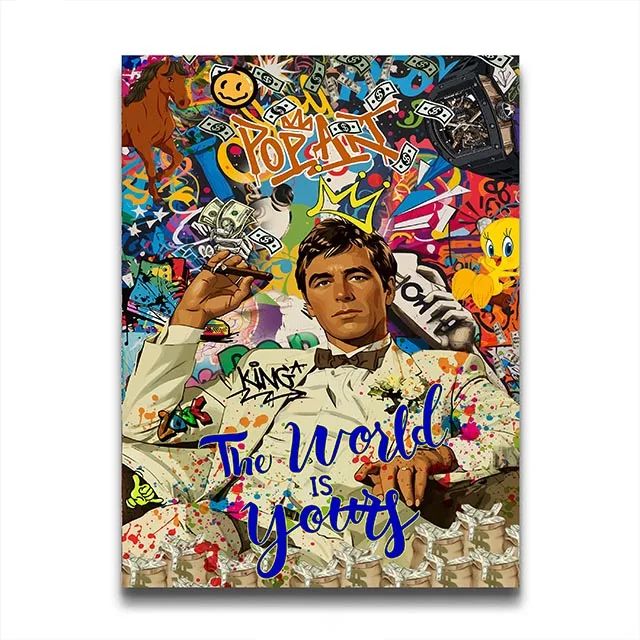 80s Gangster Graffiti Canvas Wall Art