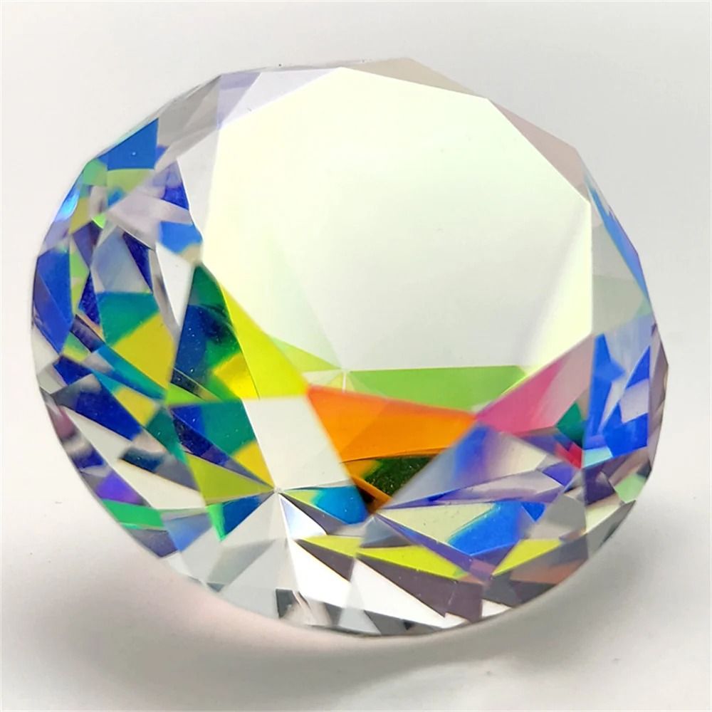 AB Aurora K9 Crystal Prism | Rainbow Iridescent Diamond Gemstone | Professional Glass Desktop & Wedding Decor