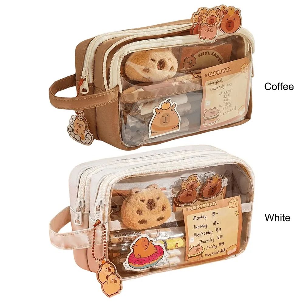 Capybara Kawaii Pencil Case with Compartments Cute Stationery Pouch