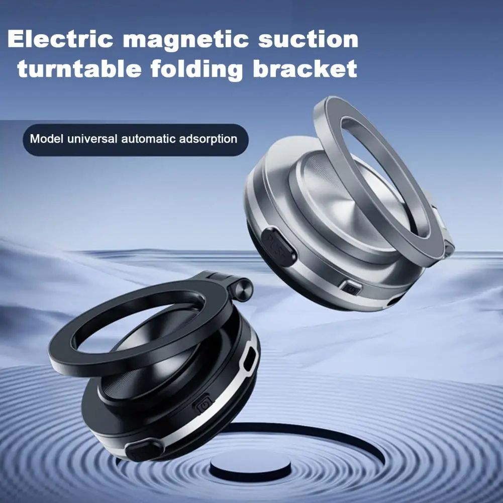 Magnetic Car Phone Holder Electric Vacuum Suction Mount Strong Grip 360° Rotation Secure Dashboard Windshield Stand