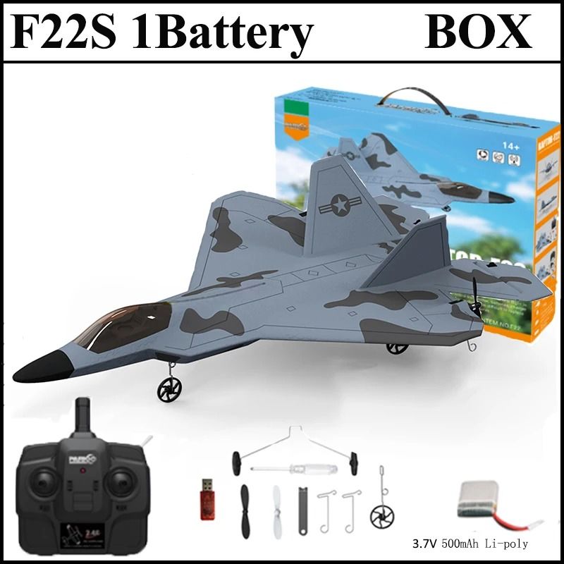 2024 F22S RC Airplane 24G 4 Channel Foam Warplane with LED and Gyroscope