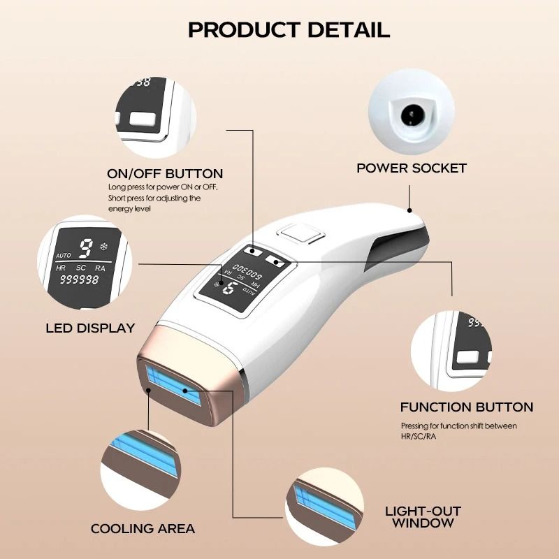 Vancostar IPL Hair Removal Device with Cooling and Skin Care Functions