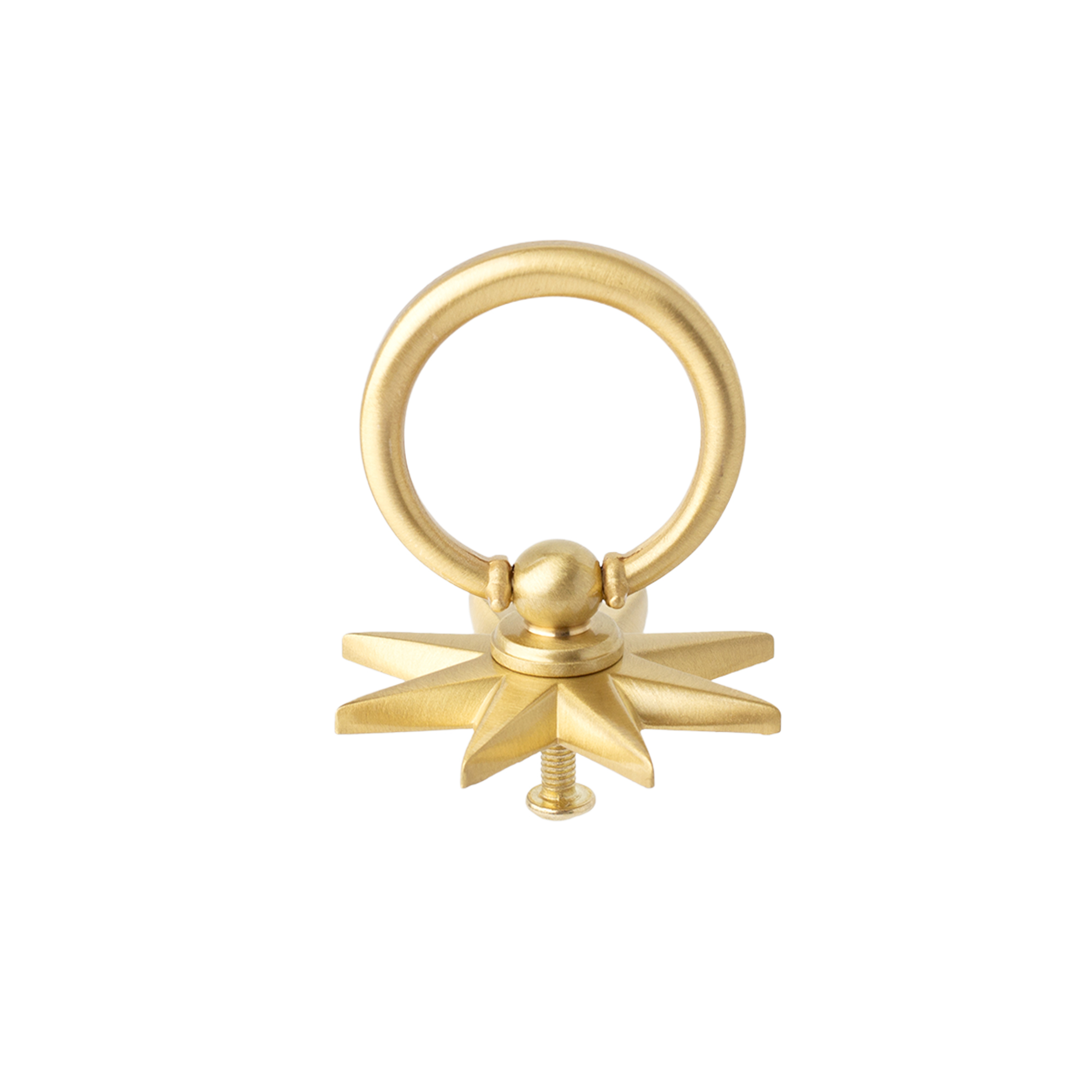 Antique Brass Star Ring Pulls Solid Brass Cabinet Knobs