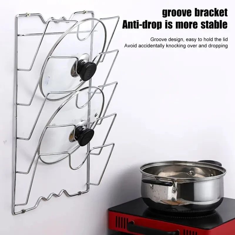 Wall Mounted Pot Lid Rack Five Layer Kitchen Organizer