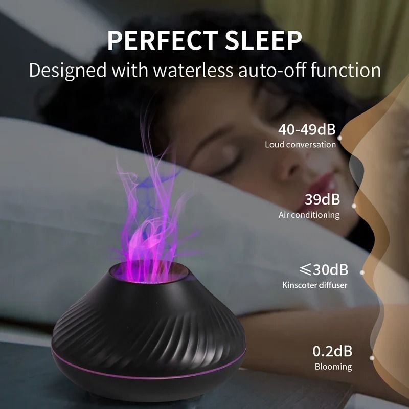 Volcanic Aroma Diffuser 130 ml USB Humidifier with Flame Night Light