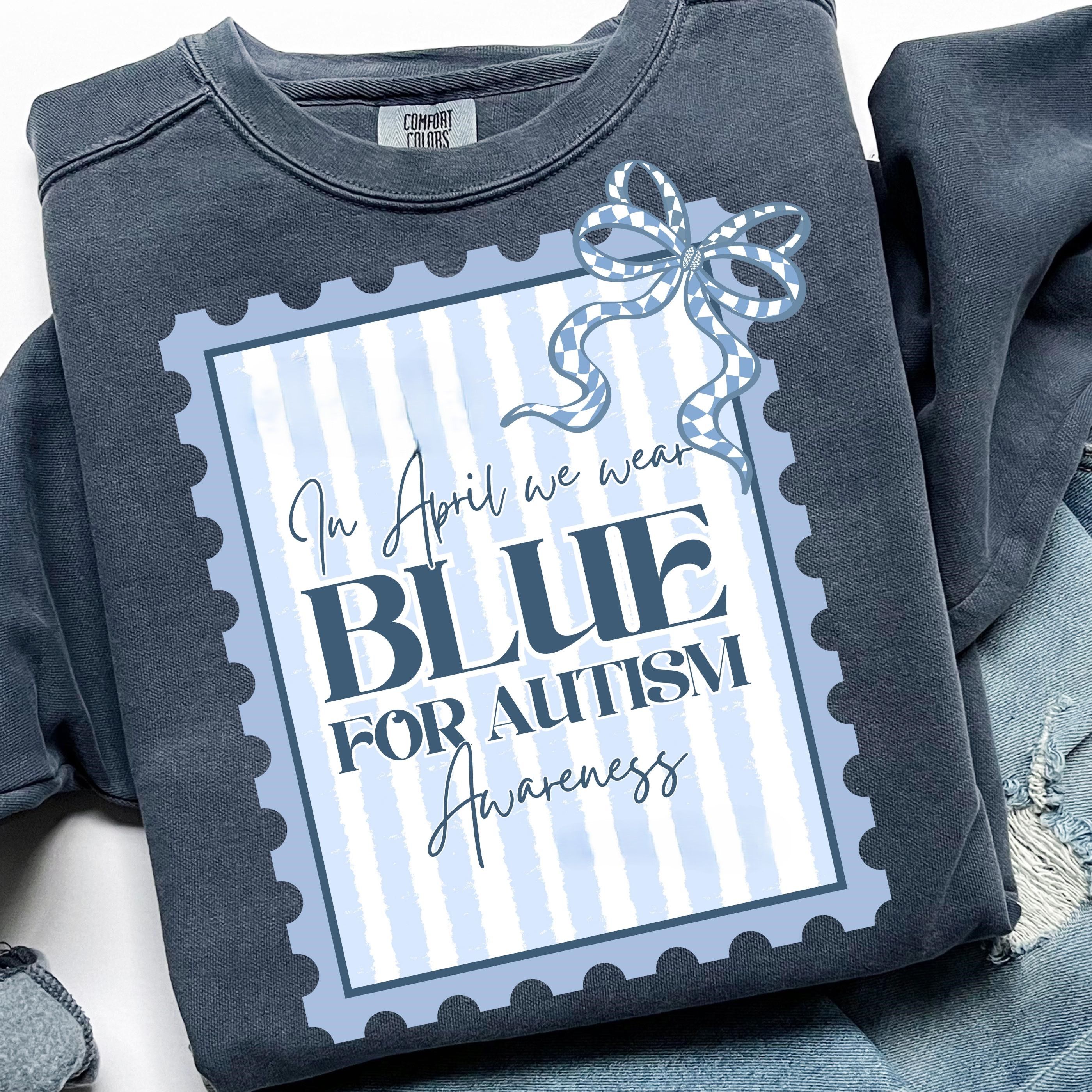 Autism Awareness Postage Stamp T-shirt April Wear Blue Design