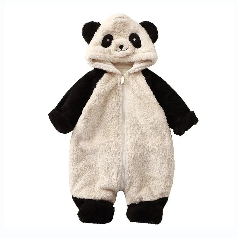 Cartoon Panda & Bunny Winter Fleece Romper