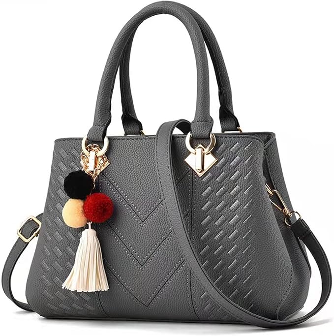 Elegant Embroidered Messenger Bag Stylish Women Leather Shoulder Handbag with Charm Accent