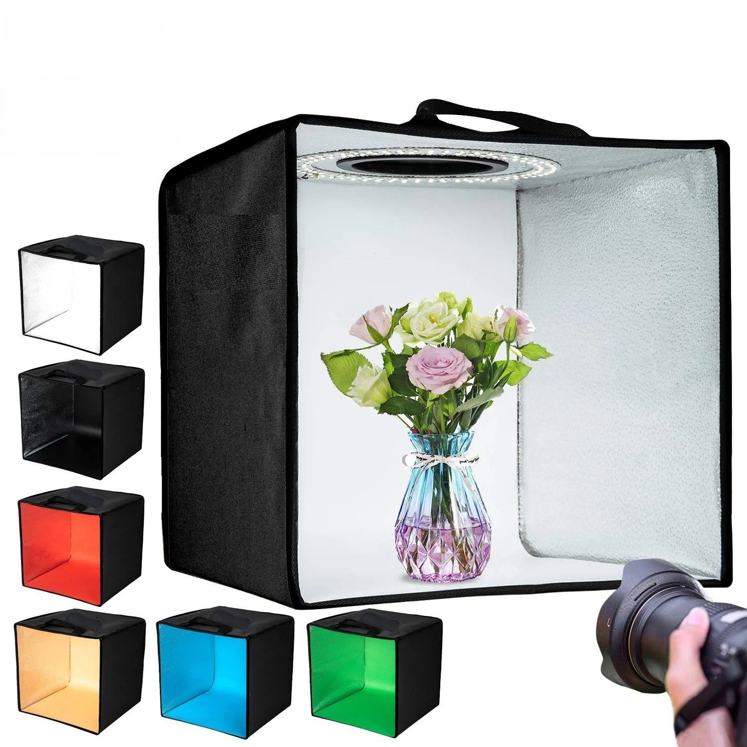 Photo Studio Light Box Kit - 120 LED Lights, 6 Backdrops
