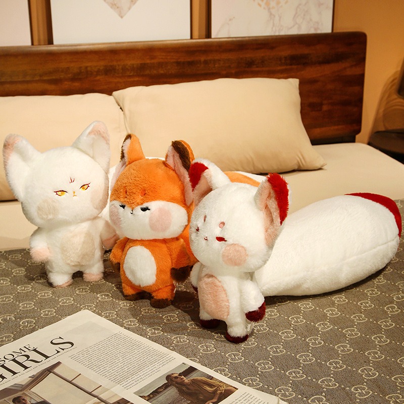 Soft Fox Plush Toy Doll with Big Tail, Stuffed Animal for Kids, Boys, Girls, Adults, Birthday Gift Plush Pillow