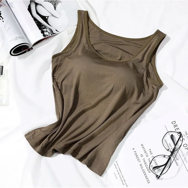 Women Slim Fit Tank Top with Built In Bra