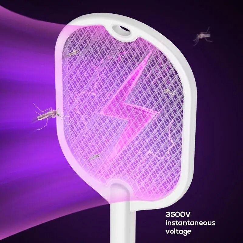 3 in 1 Electric Mosquito Killer Lamp Rechargeable Fly Swatter with LED Light