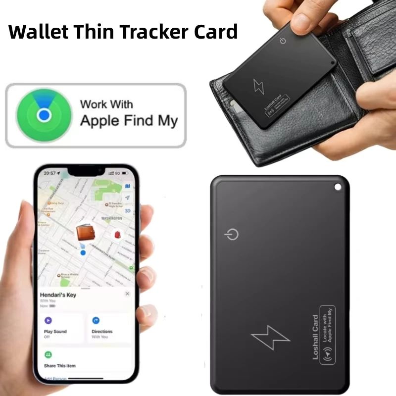 Ultra-Slim Find My Wallet Tracker Card with Wireless Charging & Waterproof Design
