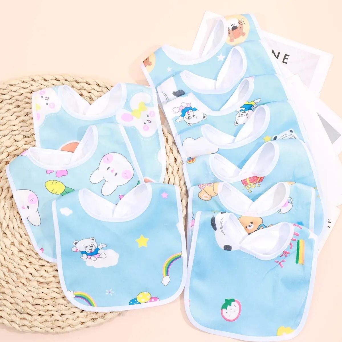 Ultra Soft Waterproof Baby Bib Set with Snap Closure