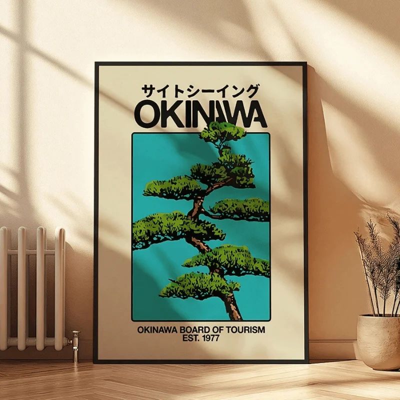 Okinawa Wall Art Japanese Travel Poster Retro Canvas Print