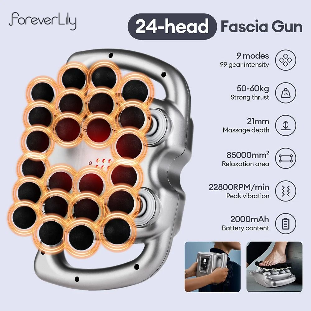 Deep Tissue Massage Gun with 24 Heads and 99 Speed Levels