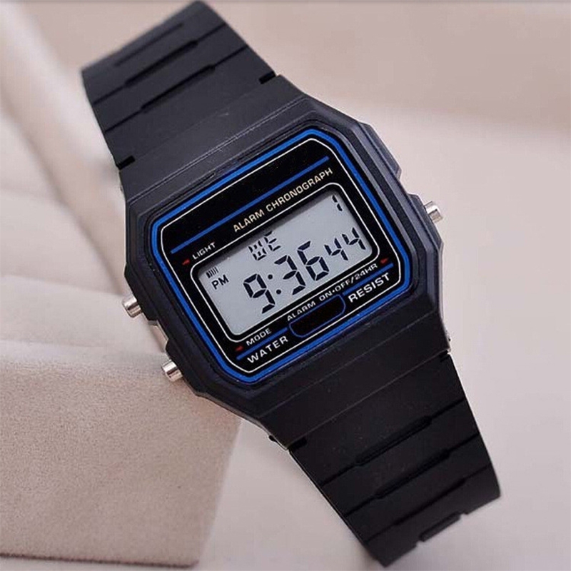 Simple Square LED Display Digital Watch Casual Silicone Strap Watch for Men