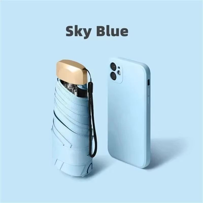 Mini Pocket Umbrella – Compact Folding Sun & Rain Parasol with UV Protection