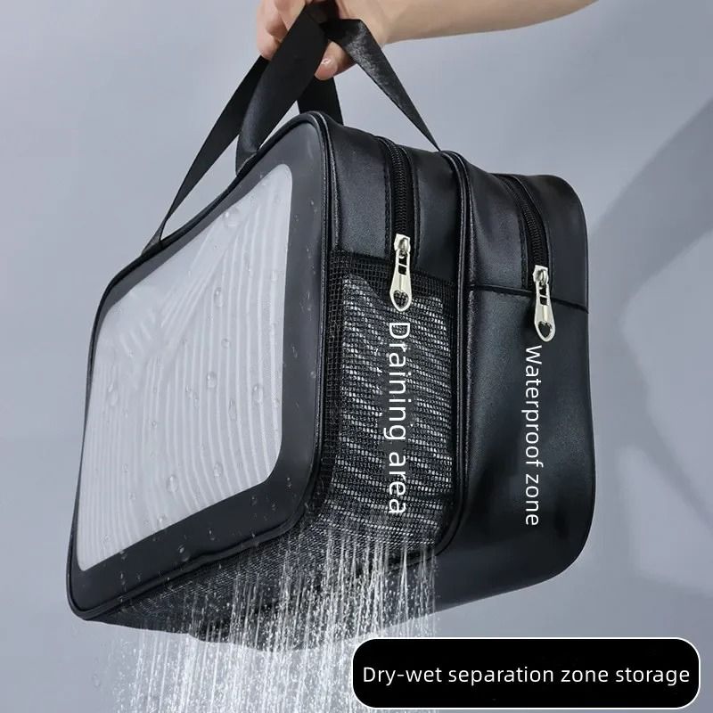 Dry Wet Separation Transparent PU Makeup Bag
