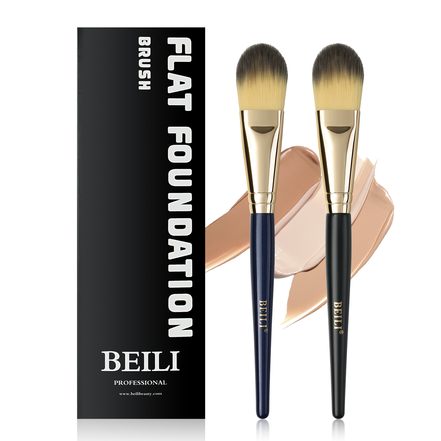 Premium Foundation Brush Set, Concealer Makeup Flat Brushes for Liquid Cream, Powder Buffing Face Application