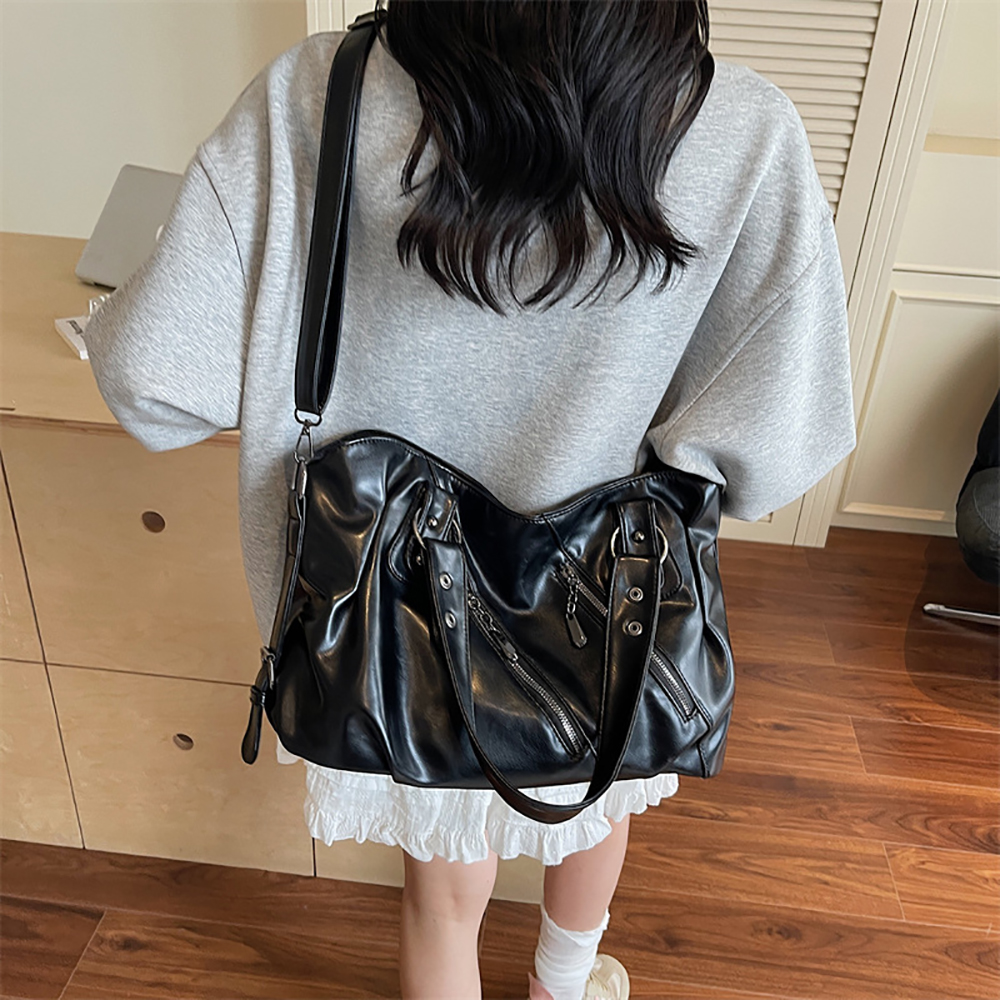 Elegant PU Leather One Shoulder Bag Large Capacity Tote Crossbody Handbag