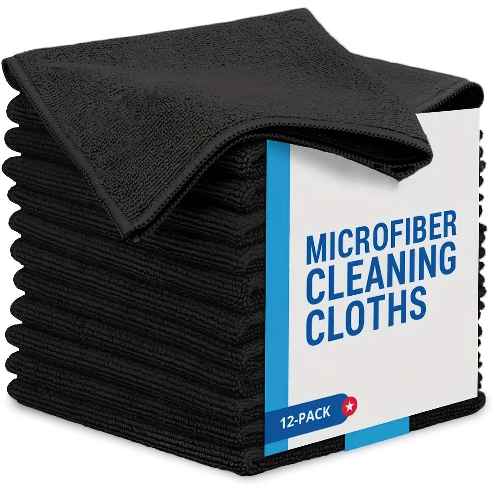 Black Microfiber Kitchen Cleaning Cloths Highly Absorbent Reusable Polyester Dish Towels