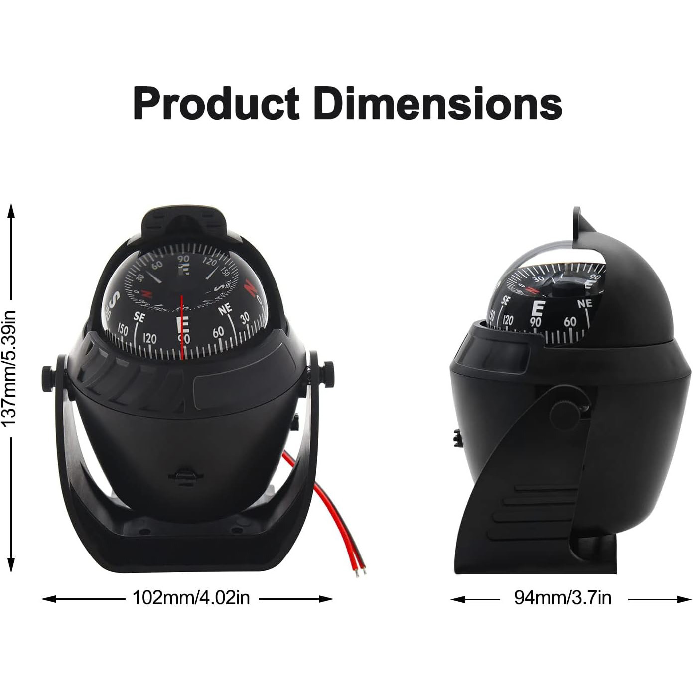 Flush Mount Boat Compass with Illuminated Marine Dashboard Navigation System