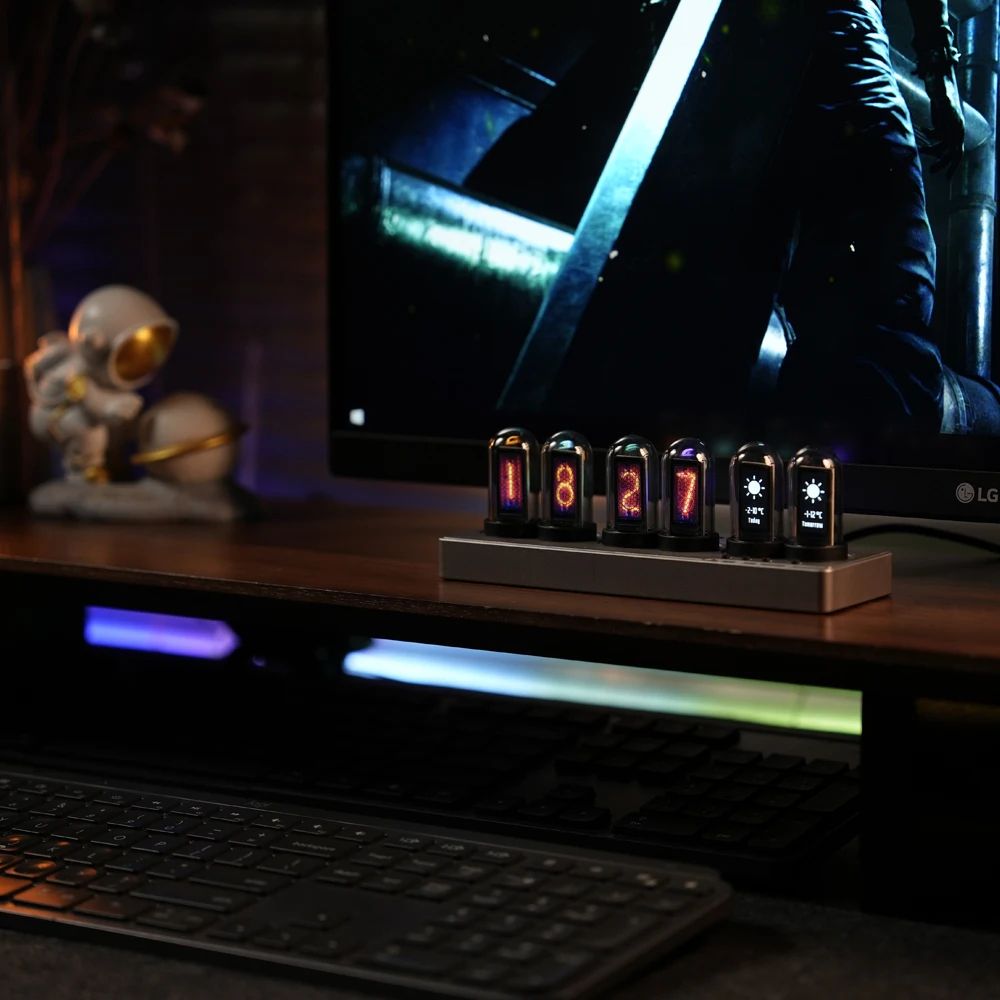 RGB Nixie Tube Style WiFi Alarm Clock with IPS Display