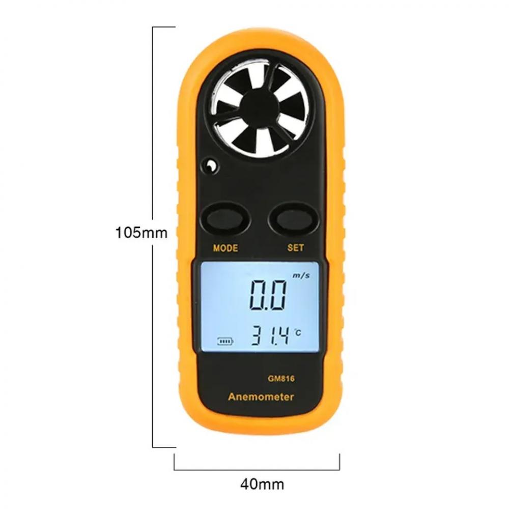 Pocket Digital Anemometer, Wind Speed Meter, Temperature Tester, Lcd Back Light Display